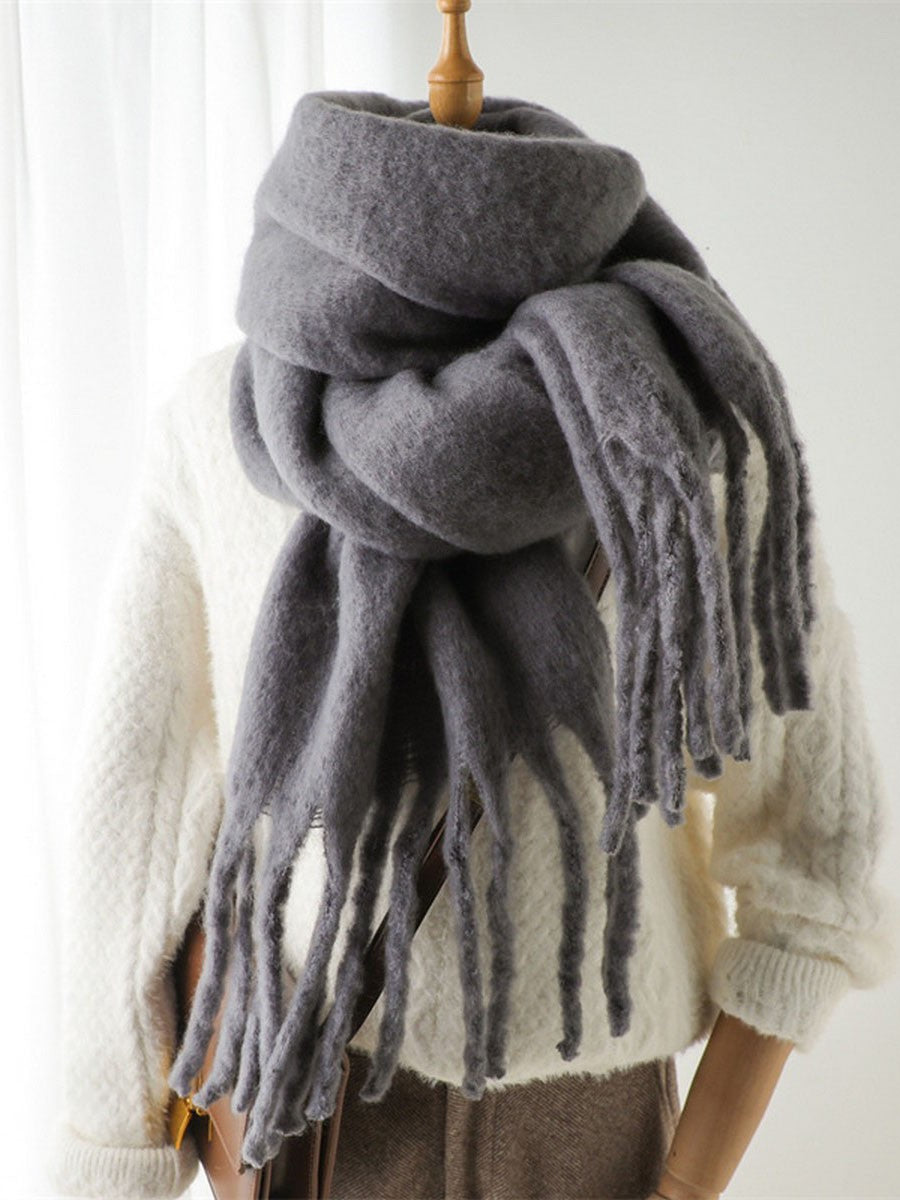 Cloud Nine Tassel Scarf - Dark Grey - EOS Final Sale