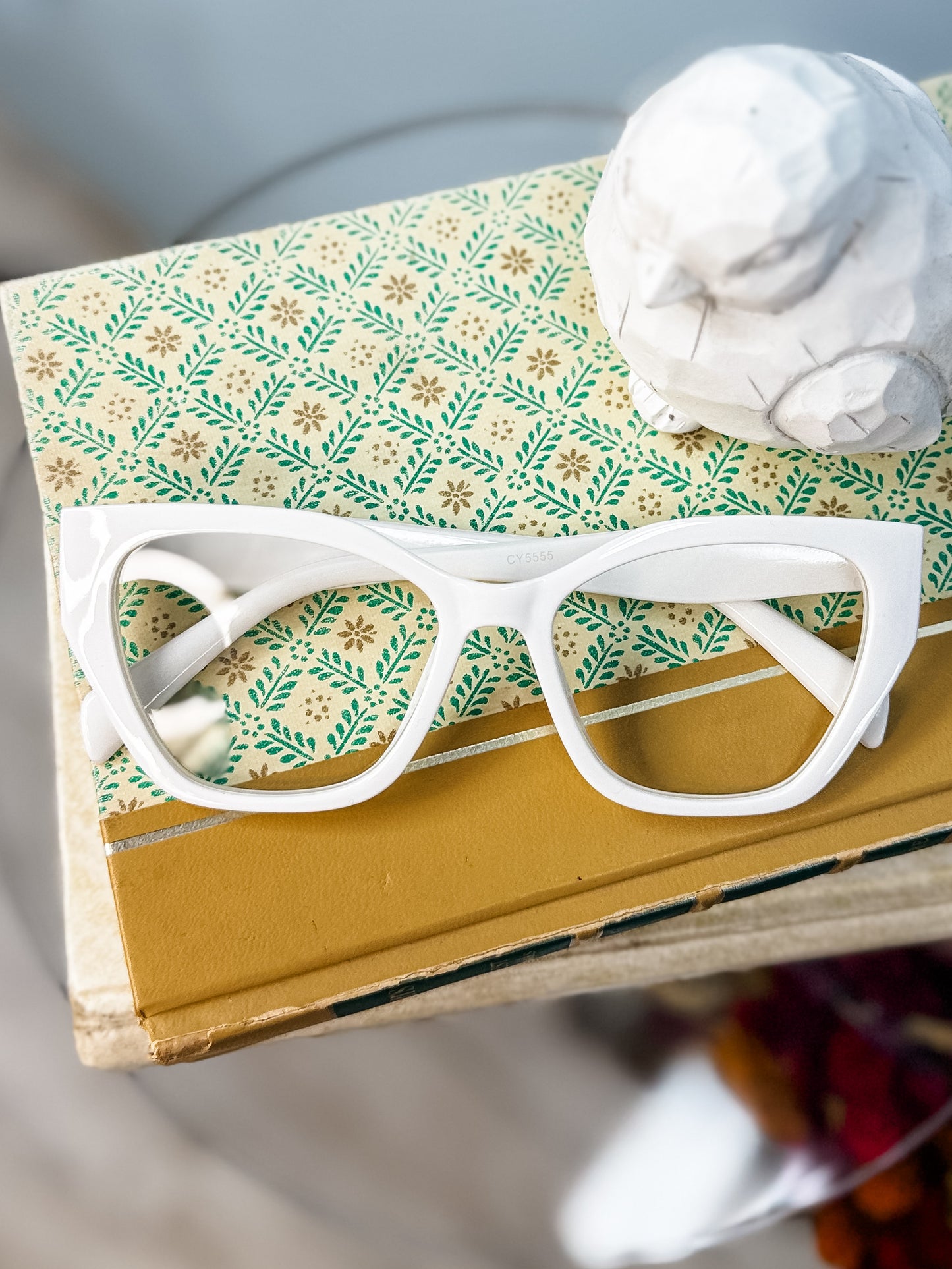 Chunky Blue Blockers - White FINAL SALE
