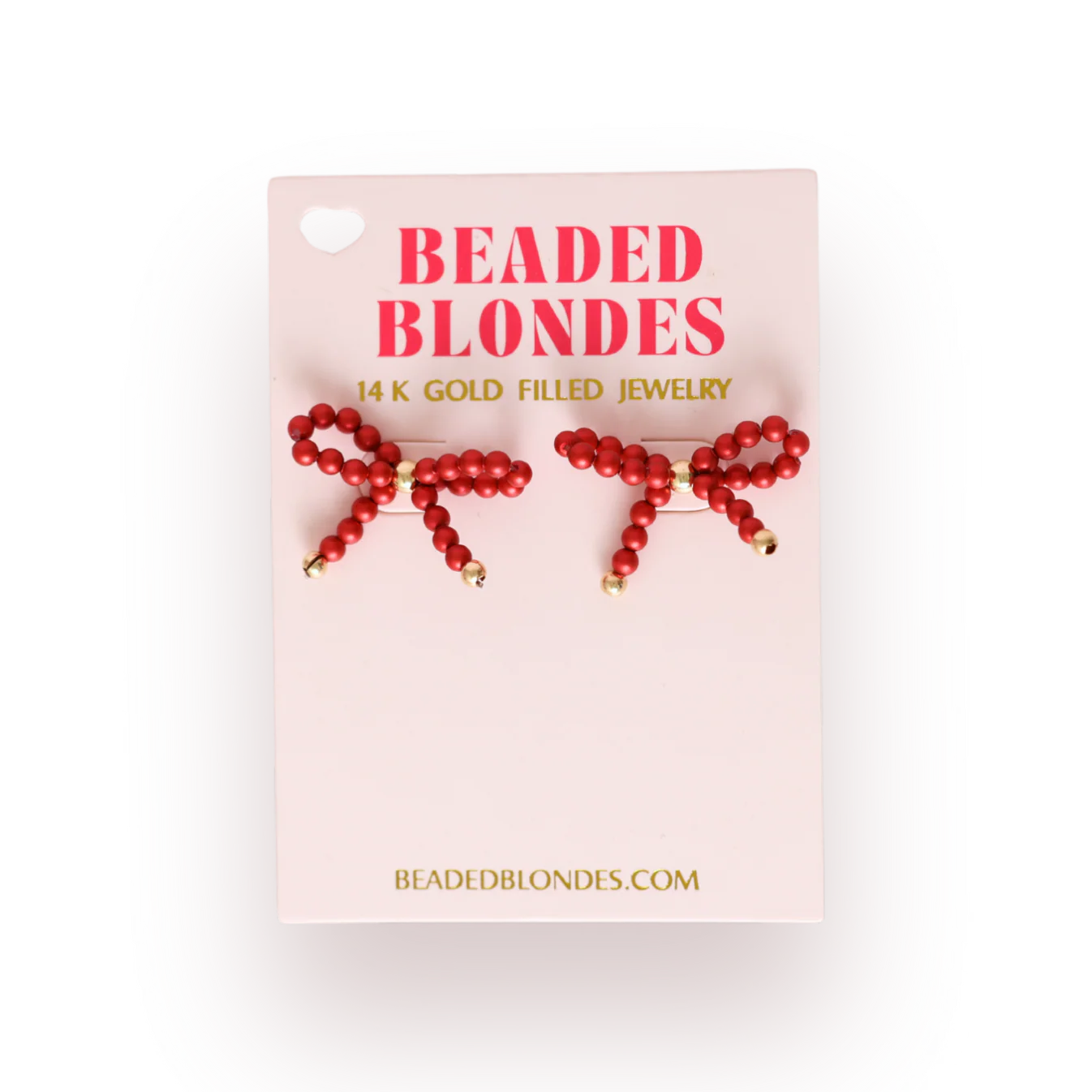 Beaded Blondes Red Bow Earrings