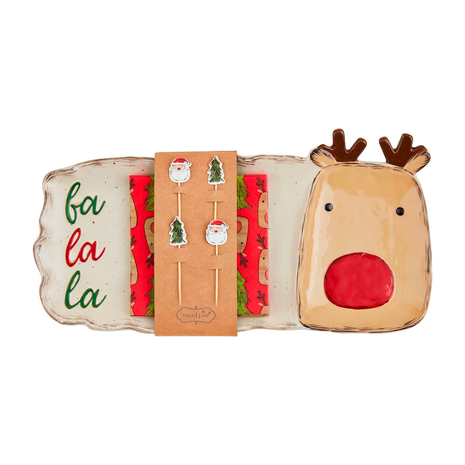Mud Pie Fa La La Reindeer Hostess Tray Gift Set ReFabbed Boutique