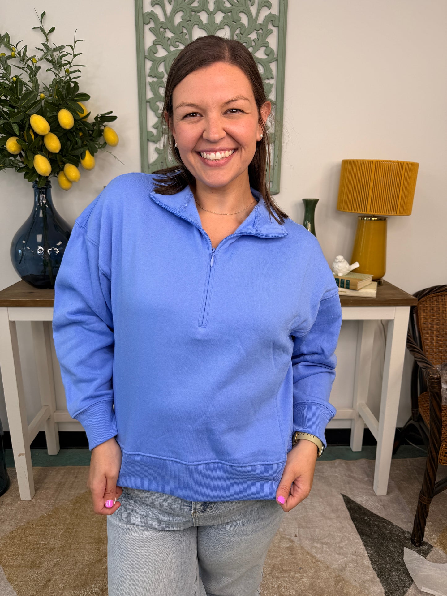Fleece High Neck Half-Zip Sweatshirt *Final Sale*