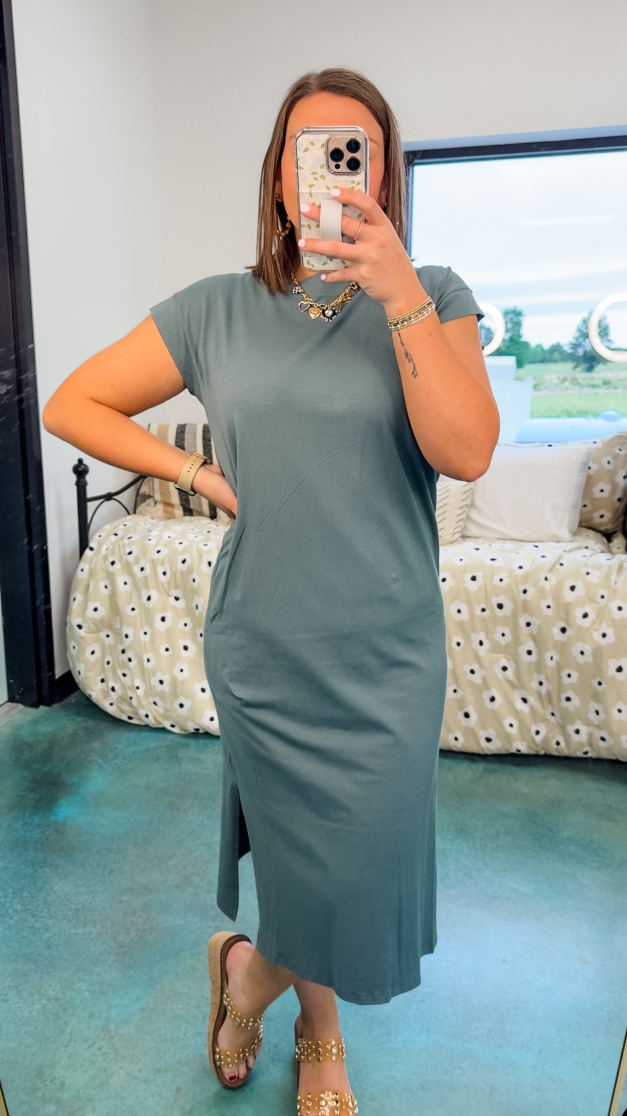 Effortless Midi Dress with Side Slit - Ash Jade - EOS Final Sale