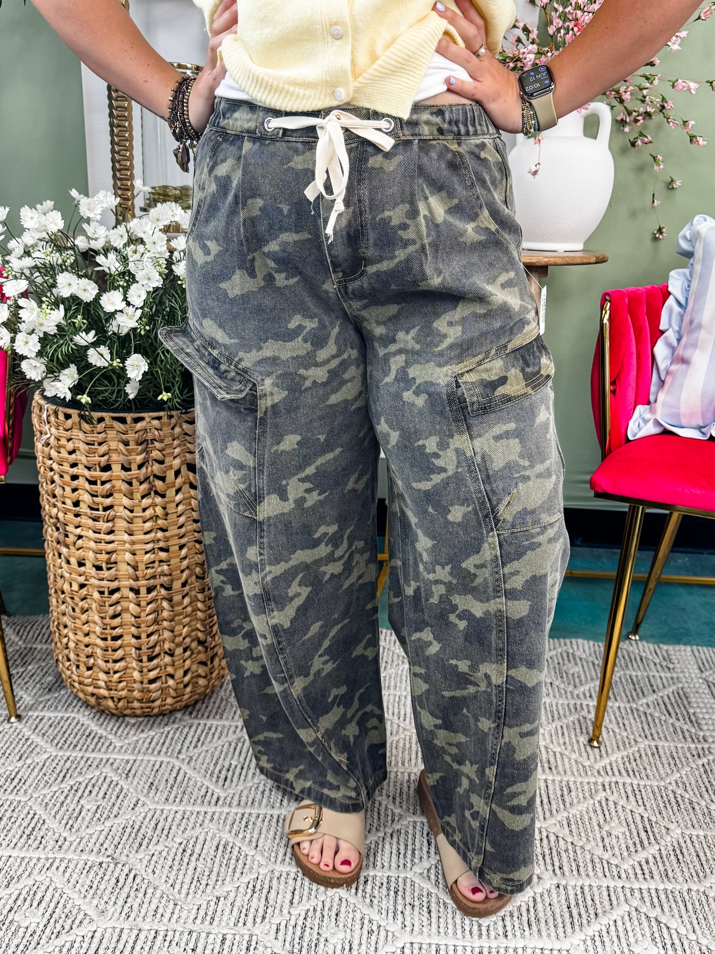 Camouflage Baggy Barrel Pants With Cargo Pockets