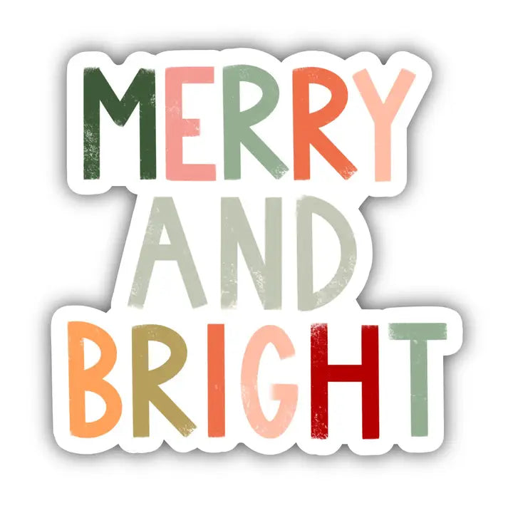 Merry And Bright - Multicolor Lettering Sticker