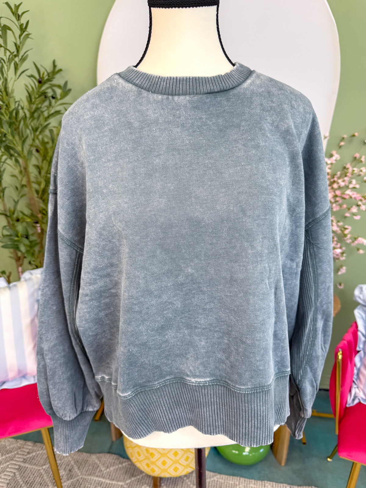 Acid Wash Fleece Pullover