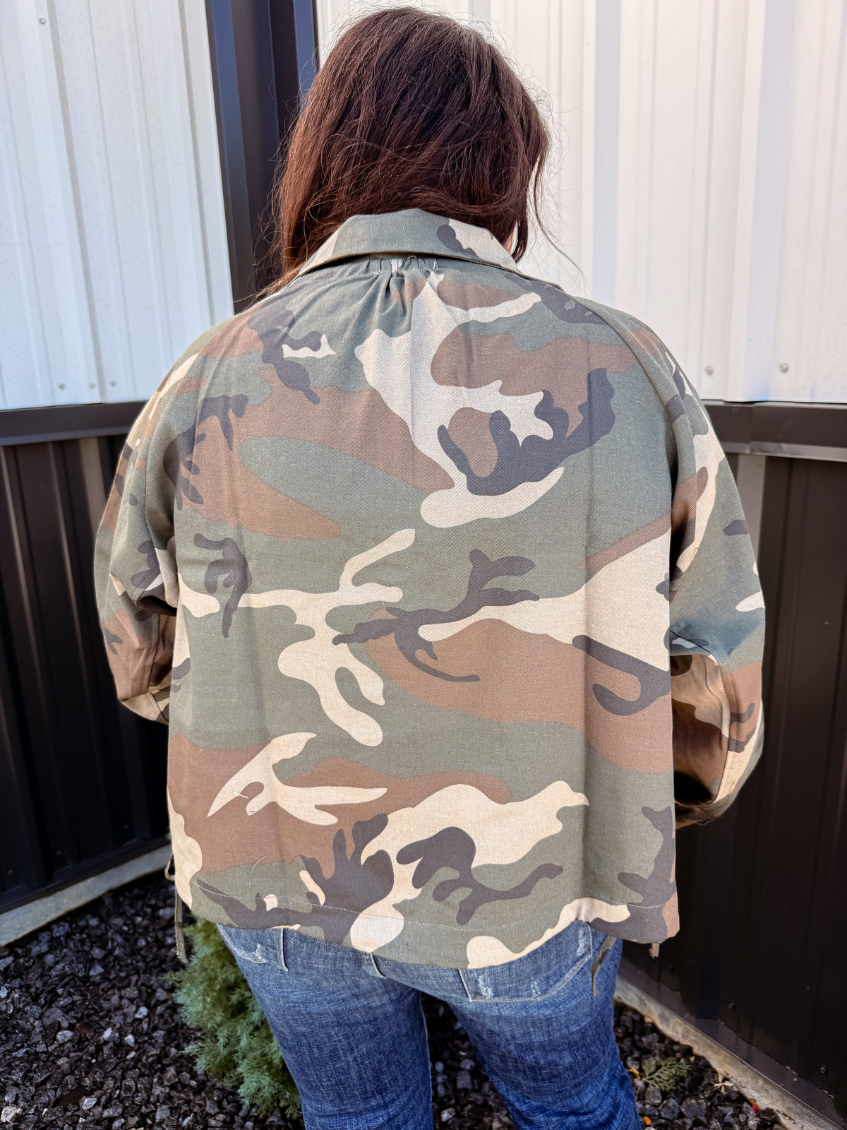 Camo Windbreaker Button-Up Jacket