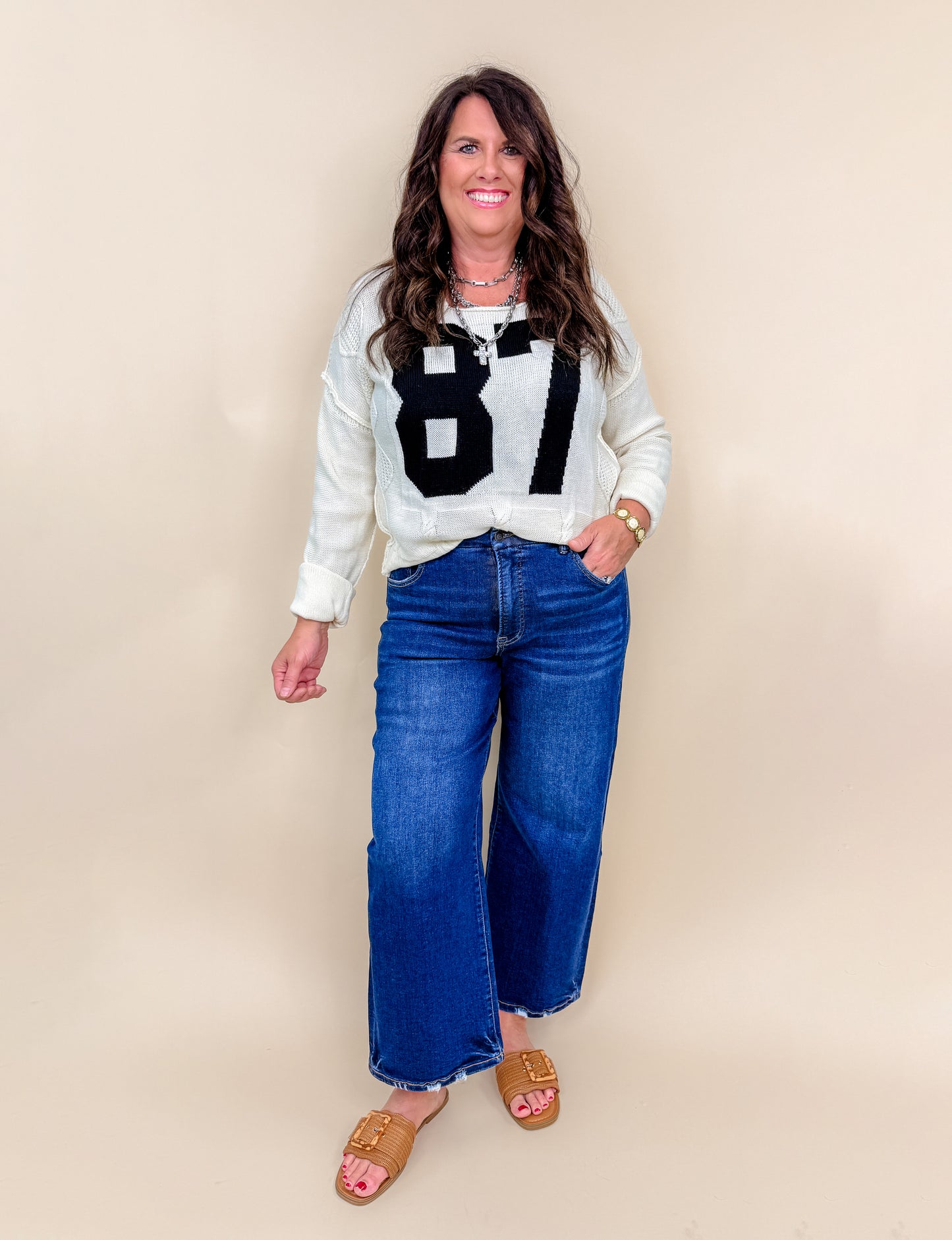 Casual Color Block Round Neck Knited Top
