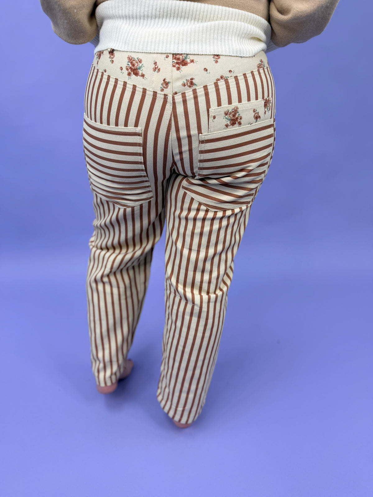 Vintage Bohemian Stripe Patch Pocket Pants