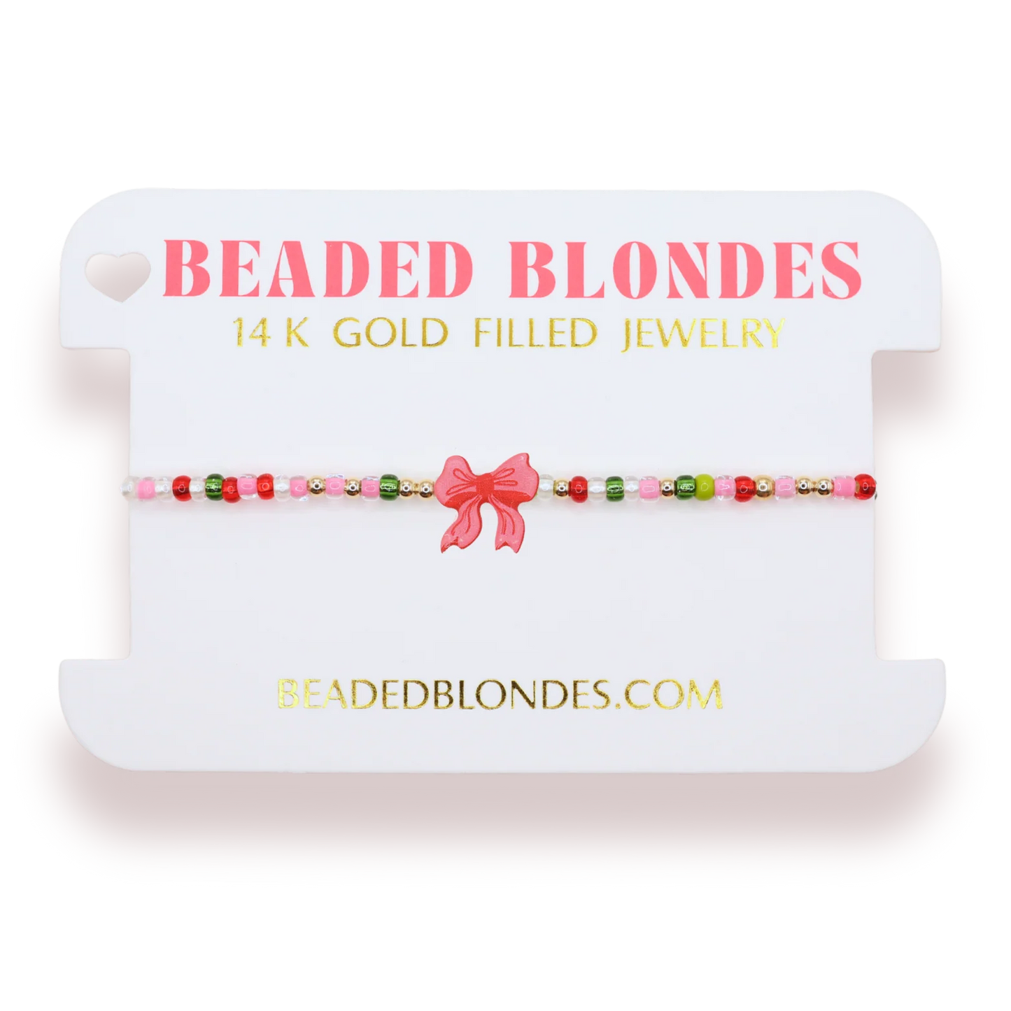 Beaded Blondes Red Bow Holiday Sprinkle Bracelet