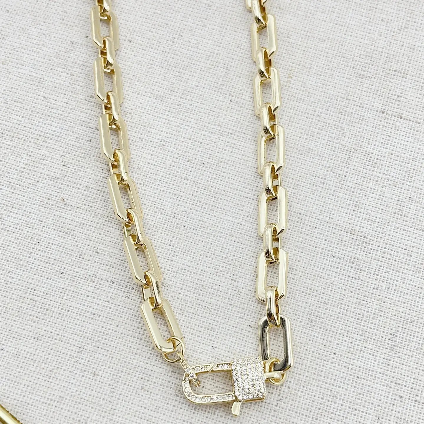 Lock Crystal Gold Necklace