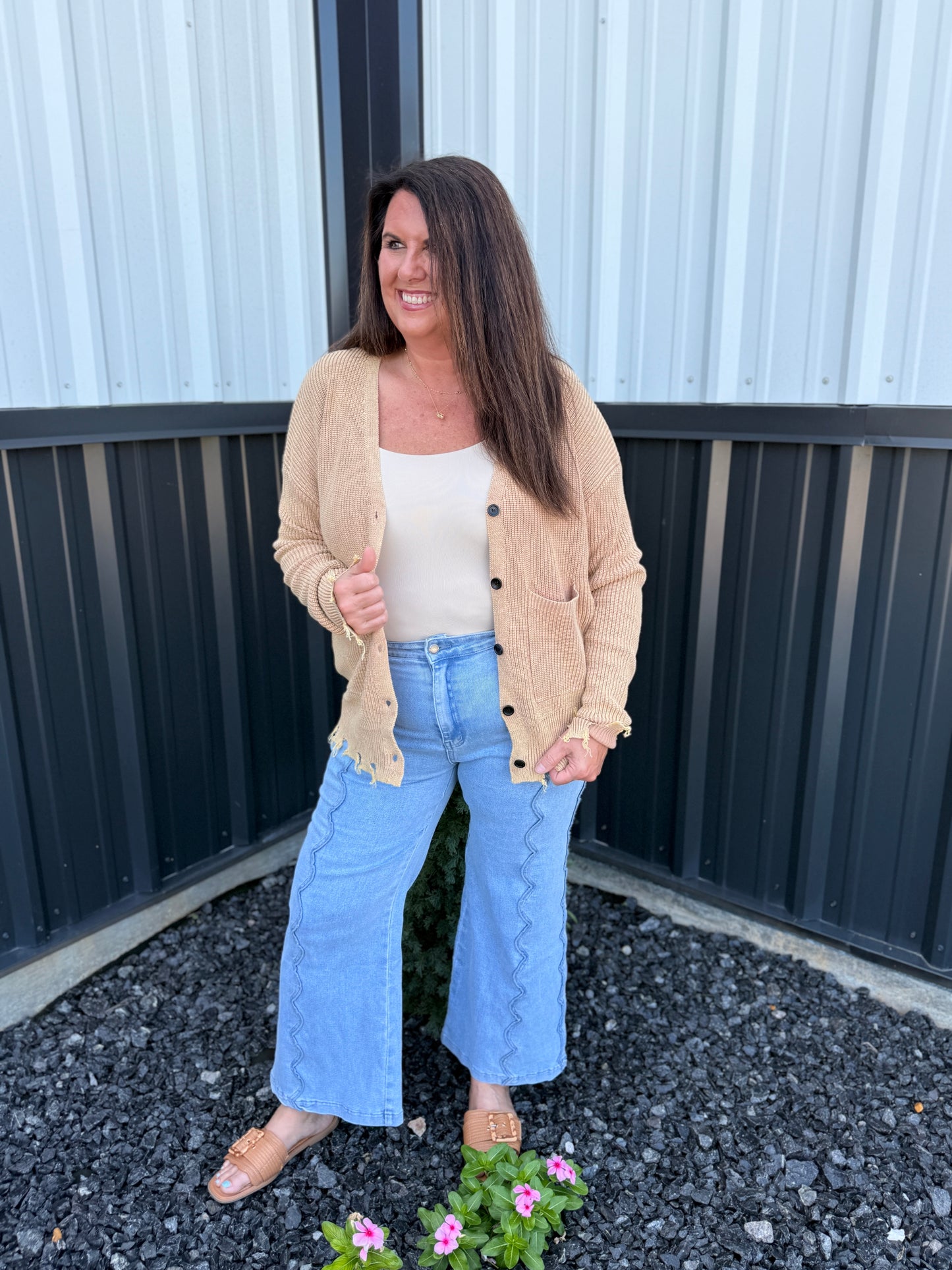 Vintage Washed V-neck Sweater Cardigan