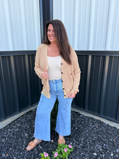 Vintage Washed V-neck Sweater Cardigan