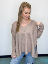 Sharp Line Ribbed Sweater - Brown