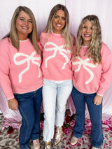 Bow Accent Sweater - Pink