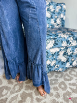 Urban Flow Tiered Skirt Pants - Navy