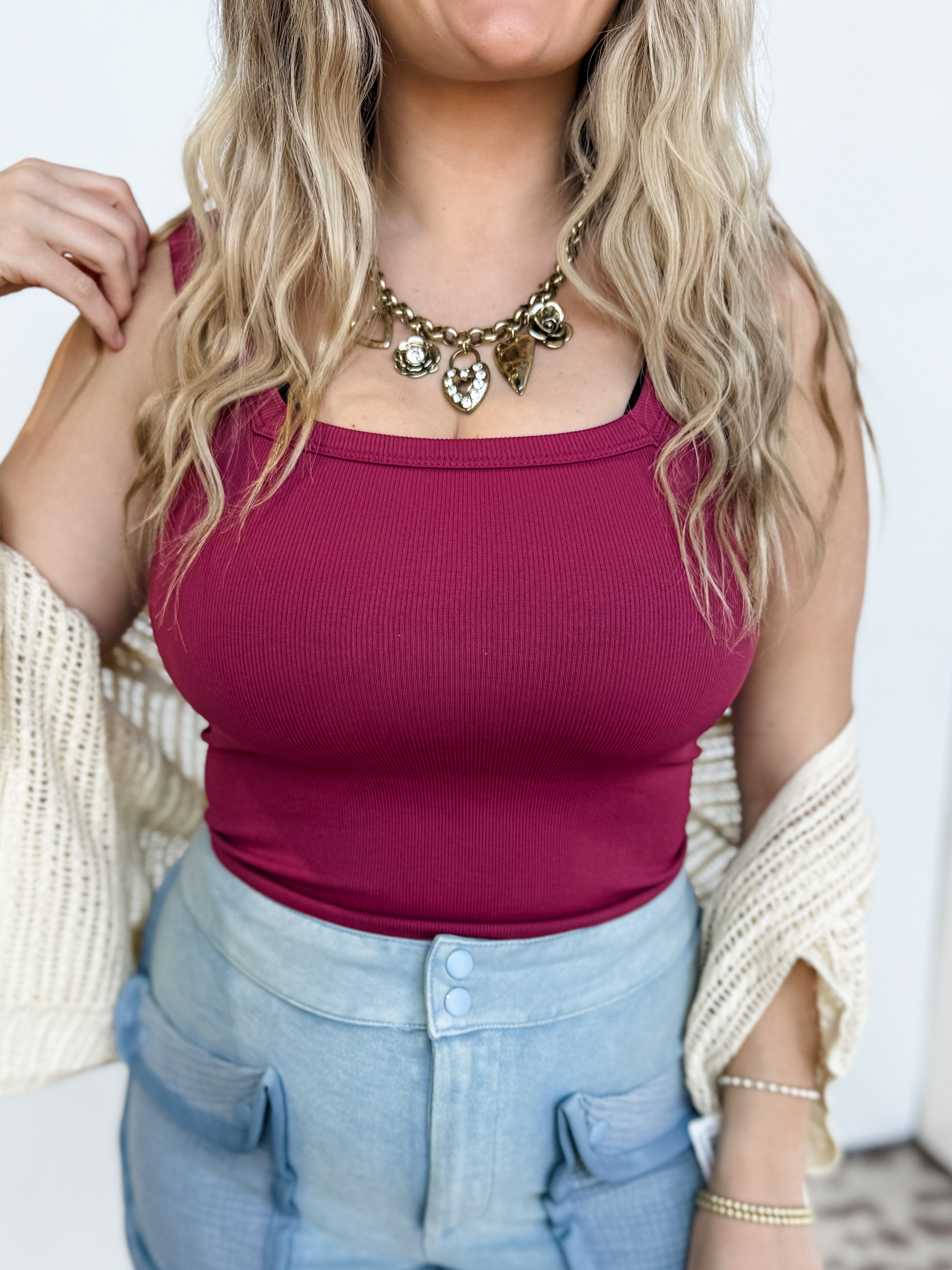 Chic Crop Square Tank - Fig