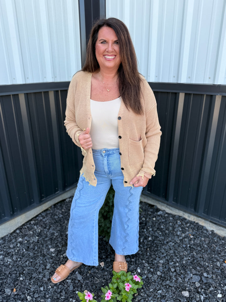 Vintage Washed V-neck Sweater Cardigan