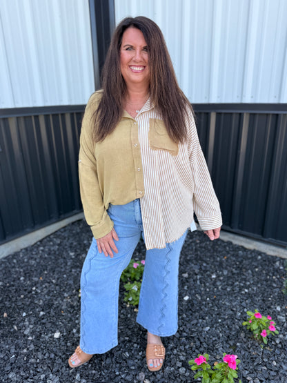 Washed Button Down Shacket