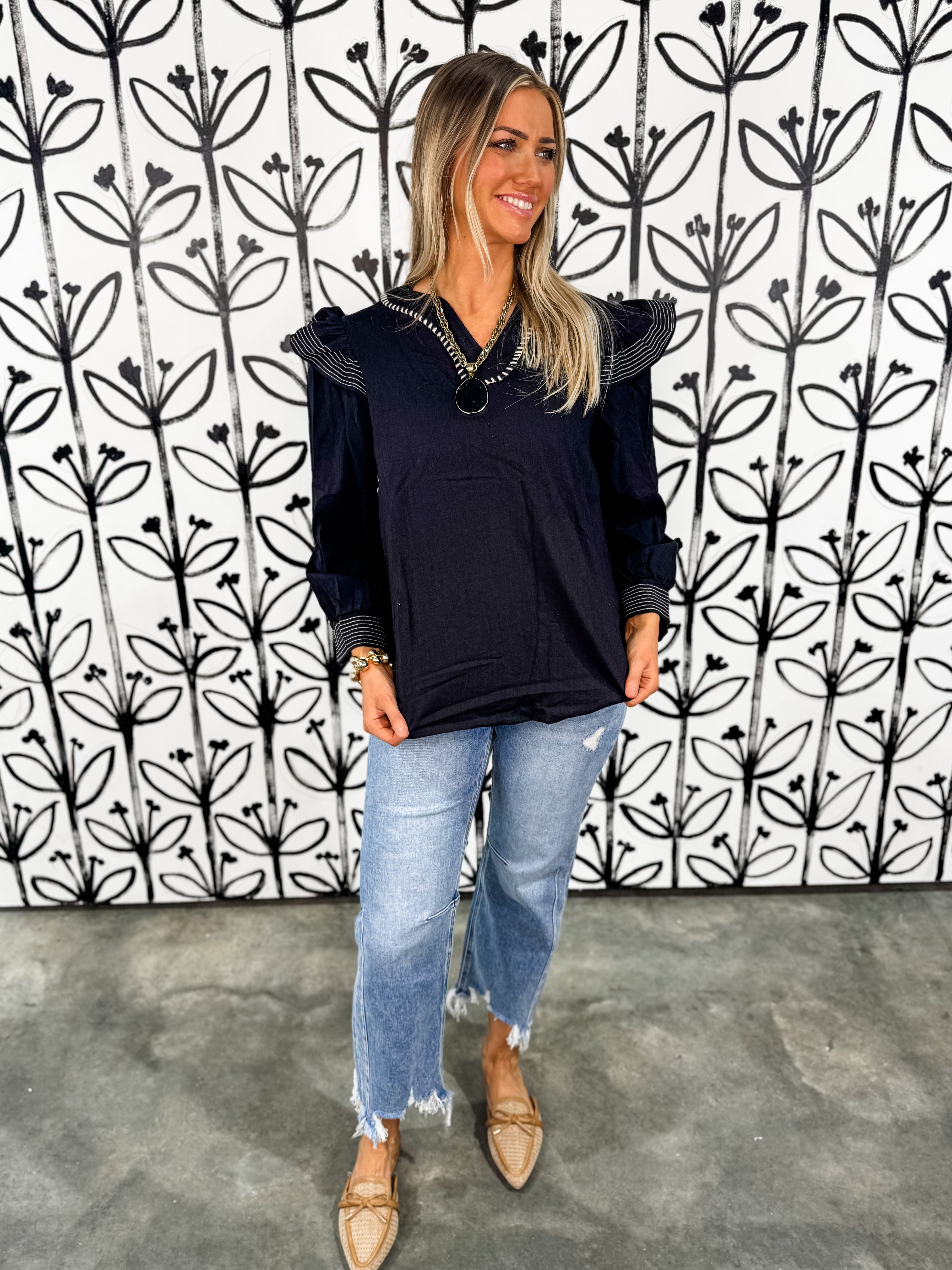 Refined Stitch Ruffle Top