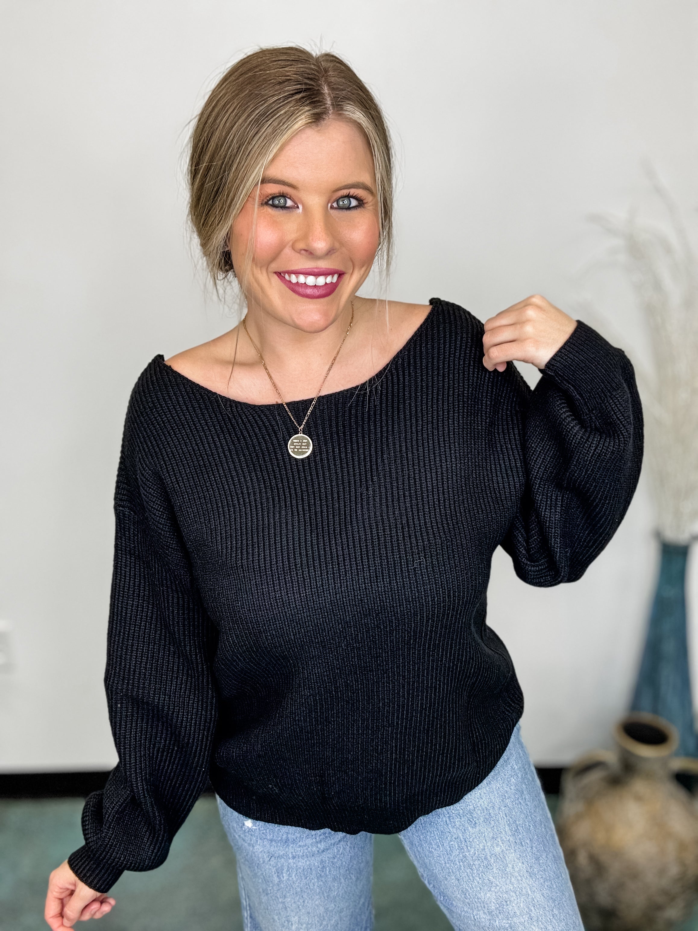 The Backstage Bow Sweater - Black