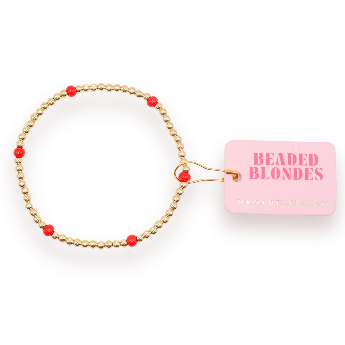 Beaded Blondes Bright Red Poppi Bracelet - Petite