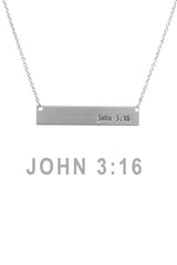John 3:16 Bar Message Necklace - Silver