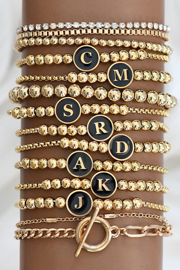 Charm & Letter Bead Bracelet