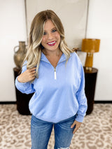 Cool Breeze Quarter Zip Pullover - Light Blue