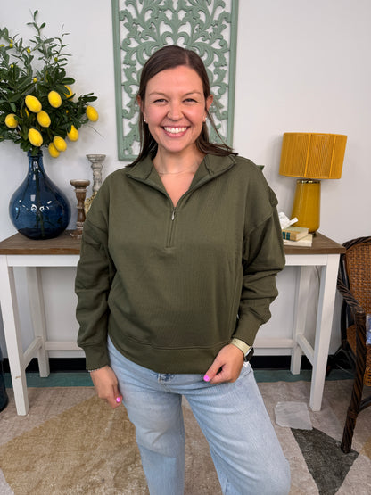 Fleece High Neck Half-Zip Sweatshirt *Final Sale*