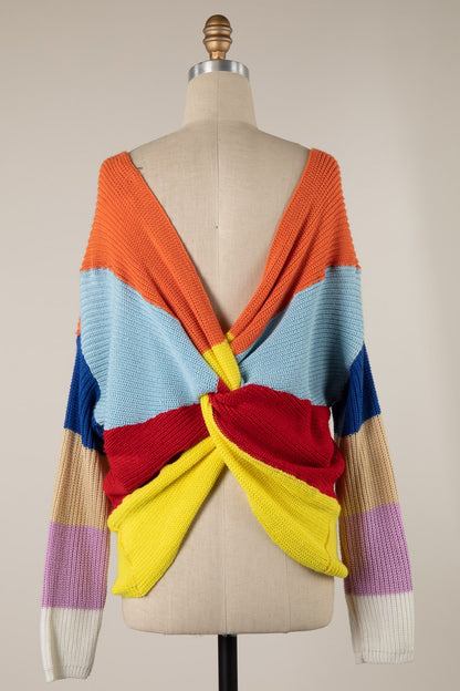 Twist Of Fate Striped Sweater - Orange Multi