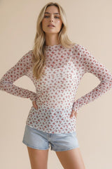 Delicate Bloom Mesh Top - Ivory