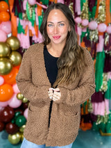 Warm & Cozy Popcorn Pocket Cardigan - Camel