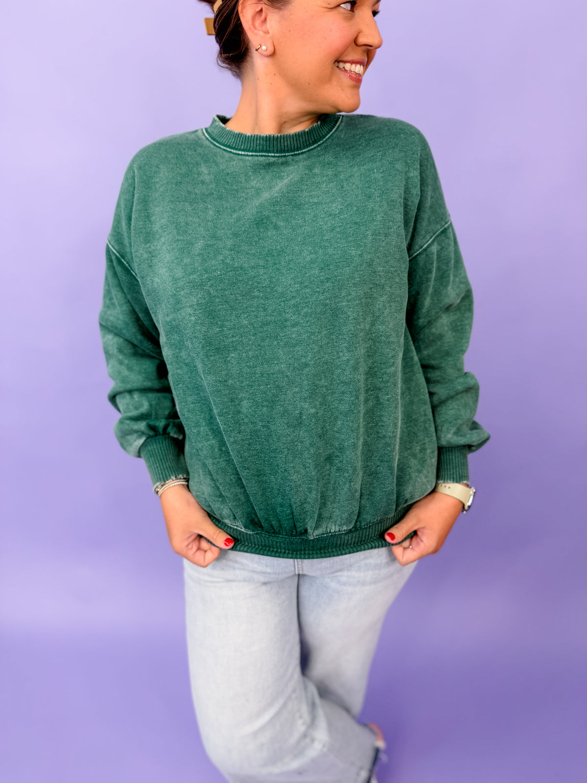 Acid Wash Fleece Pullover