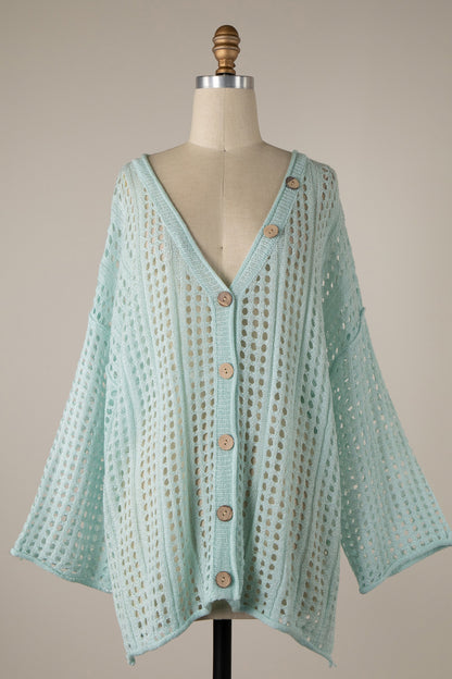 Shoreline Crochet Cardigan - Mint