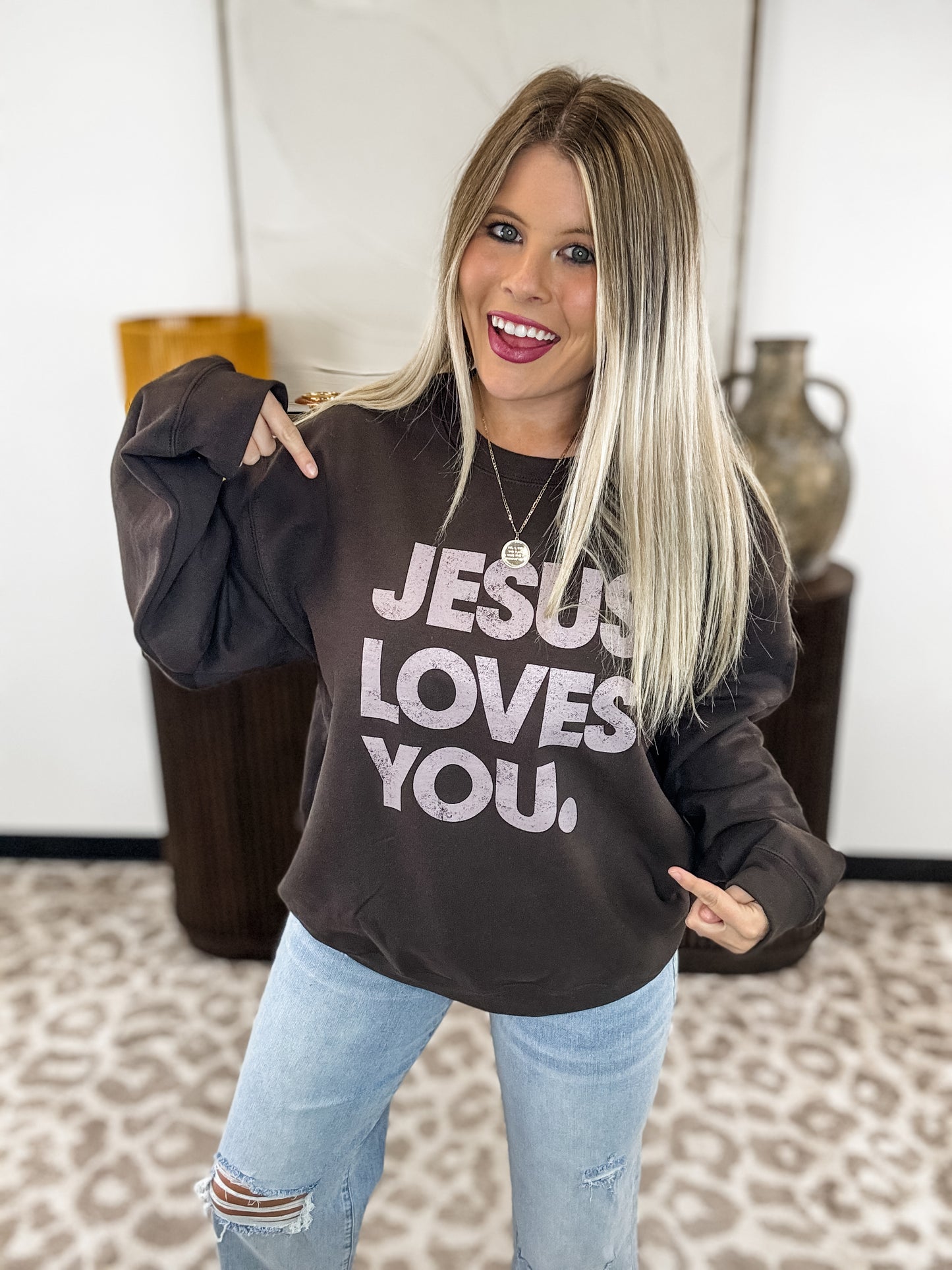 Jesus Loves You Vintage Sweatshirt - EOS Final Sale