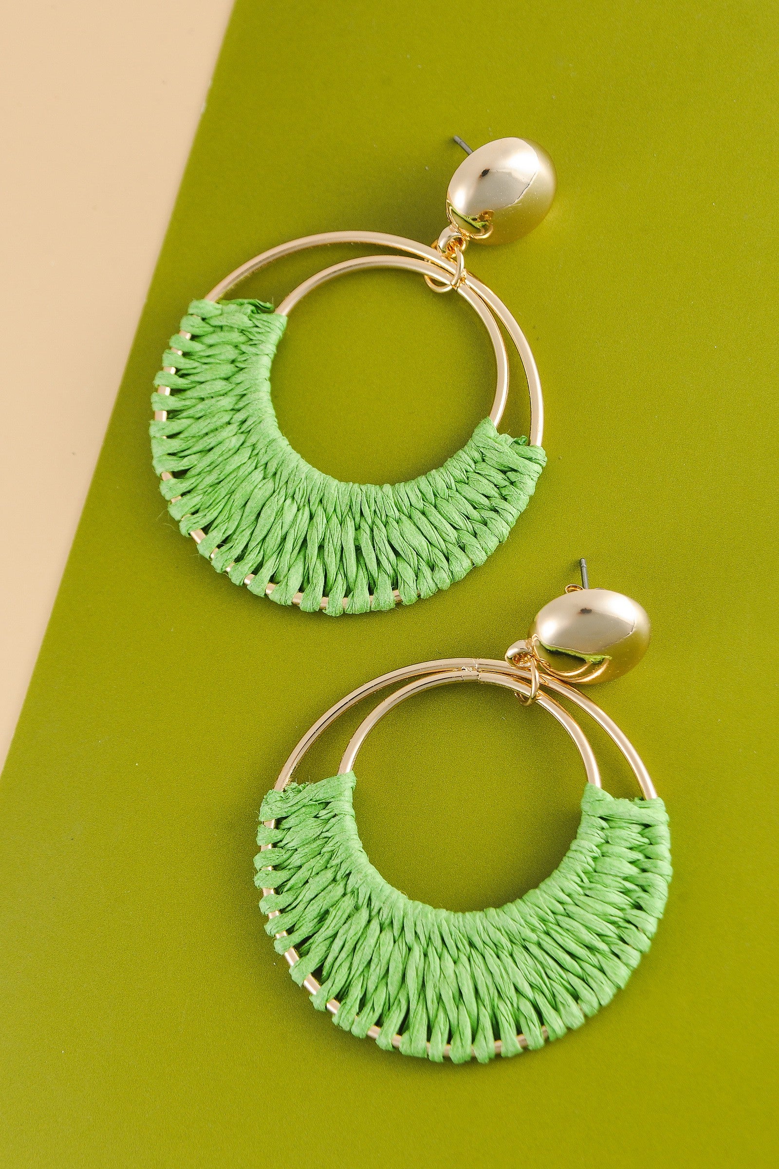 Isla Raffia Earrings - Green