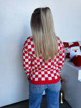 Tinsel & Plaid Cardigan - Red