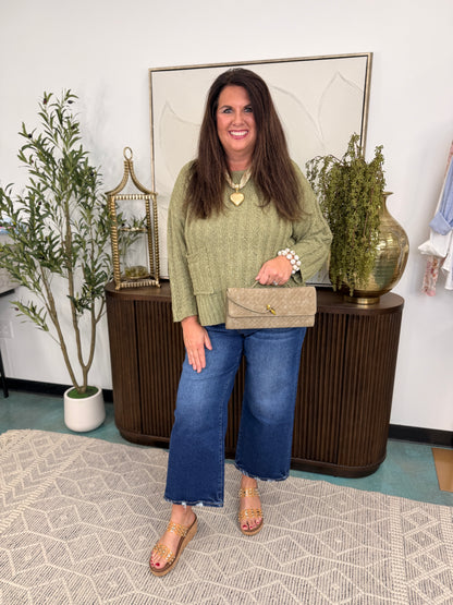 Relaxed Fit Rib Knit Pocket Sweater