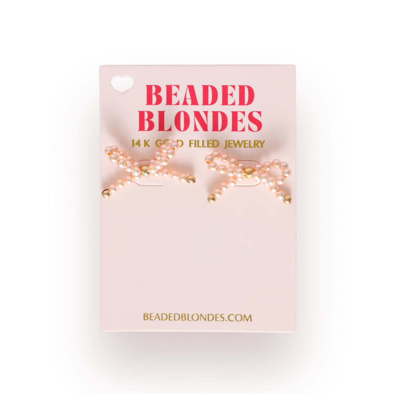 Beaded Blondes Champagne Pearl Bow Earrings