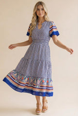 Boho Mosaic Border Midi Dress