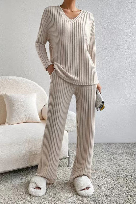 Chill Day Ribbed Knit Set - Apricot