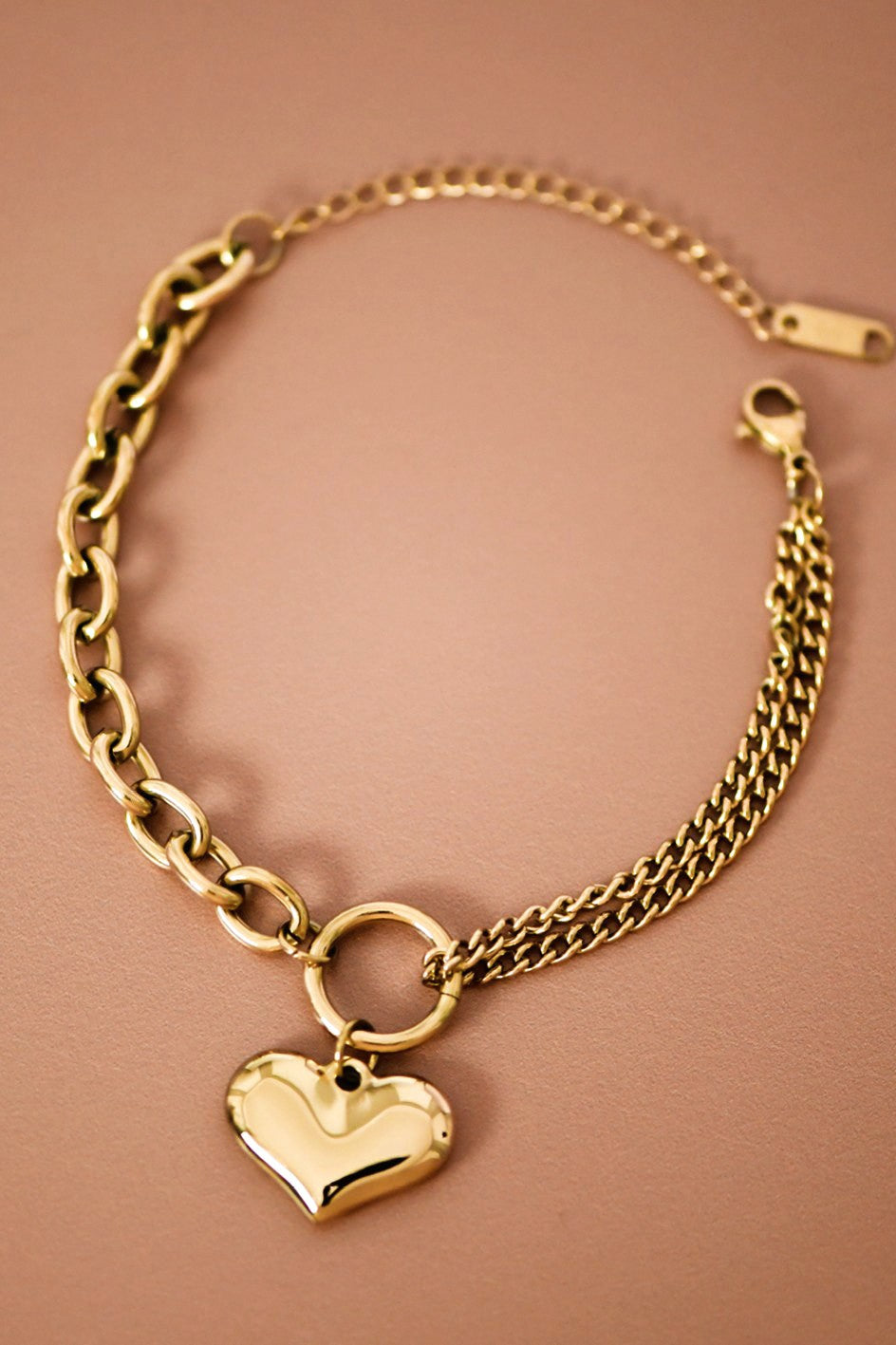 Golden Drift Heart Bracelet
