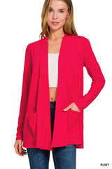 Pocket & Ease Cardigan - Ruby