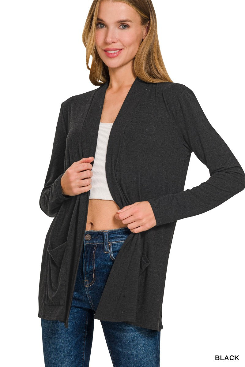 Pocket & Ease Cardigan - Black – Re-Fabbed Boutique