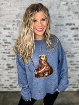 Fishing Bear Graphic Sweater