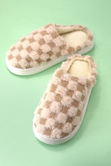 Comfy Checker Pattern Plush Slides | DOORBUSTER