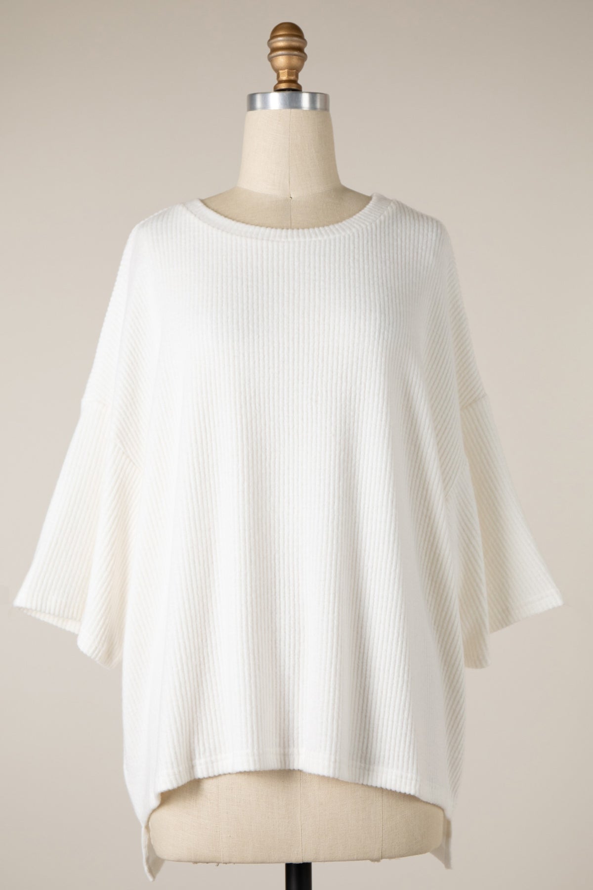 Slow Sunday Ribbed Lounge Top - White