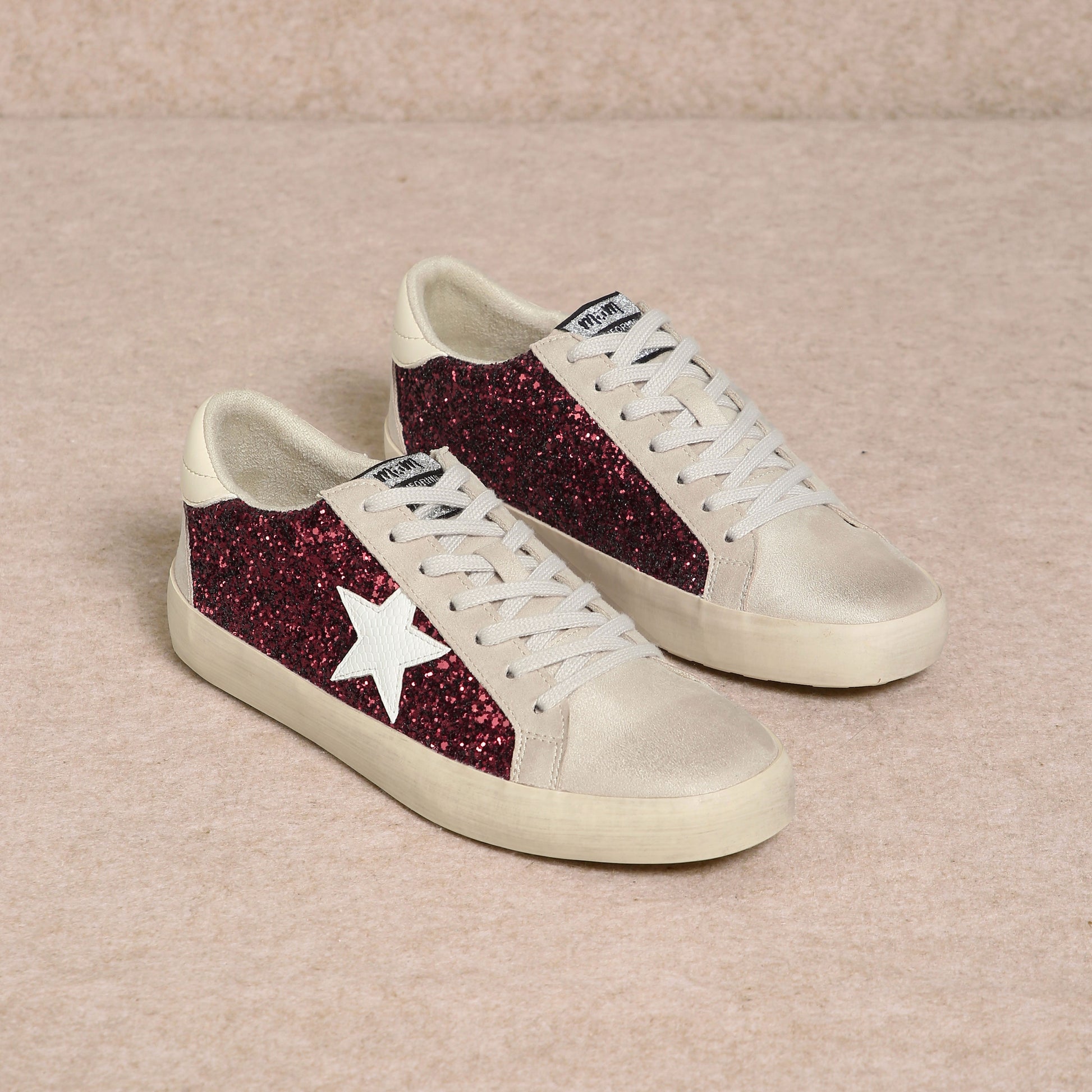 Sofia Leather Sneakers - Beige Maroon Final Sale
