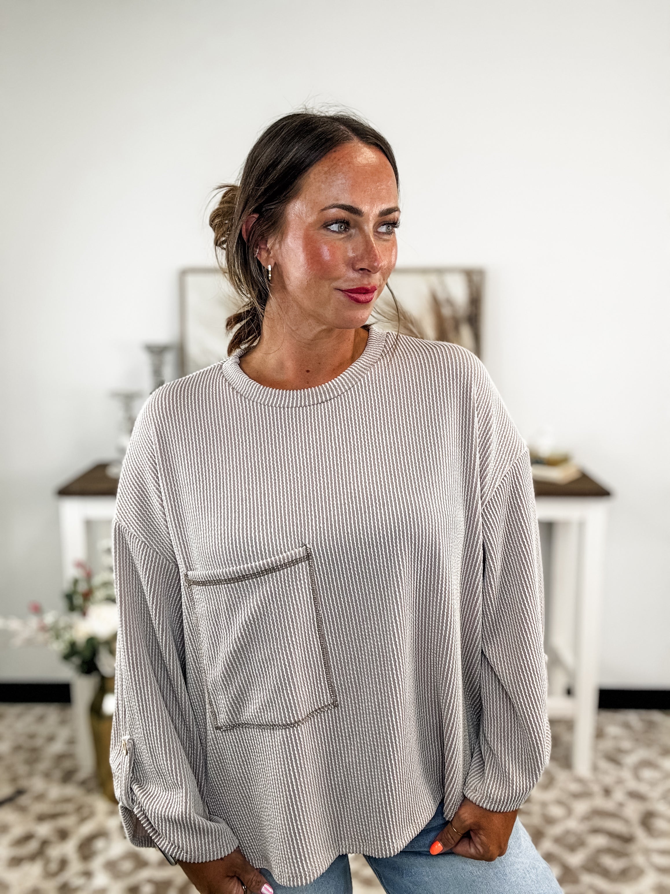 Celine Long Sleeve Top - Taupe