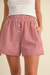 Picnic Ready Gingham Shorts - Red